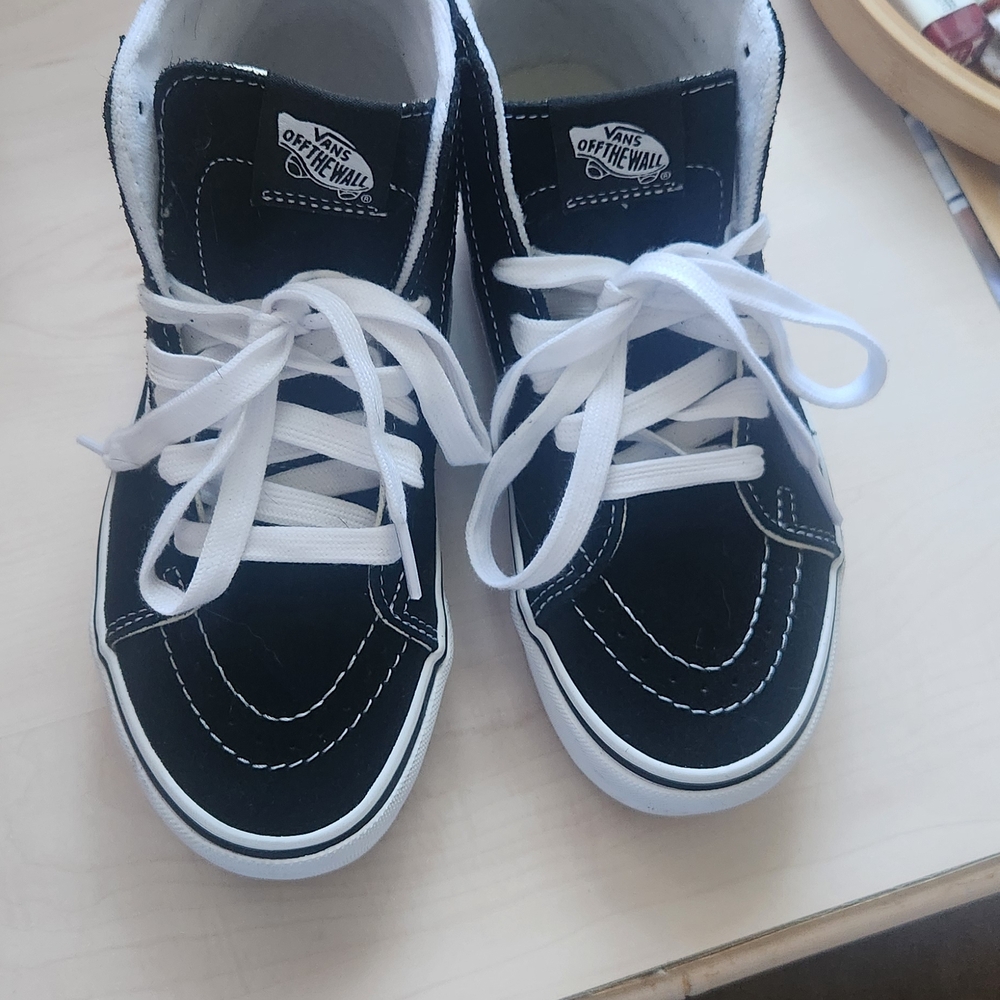 Vans Black and White High-Top Platform Sneakers